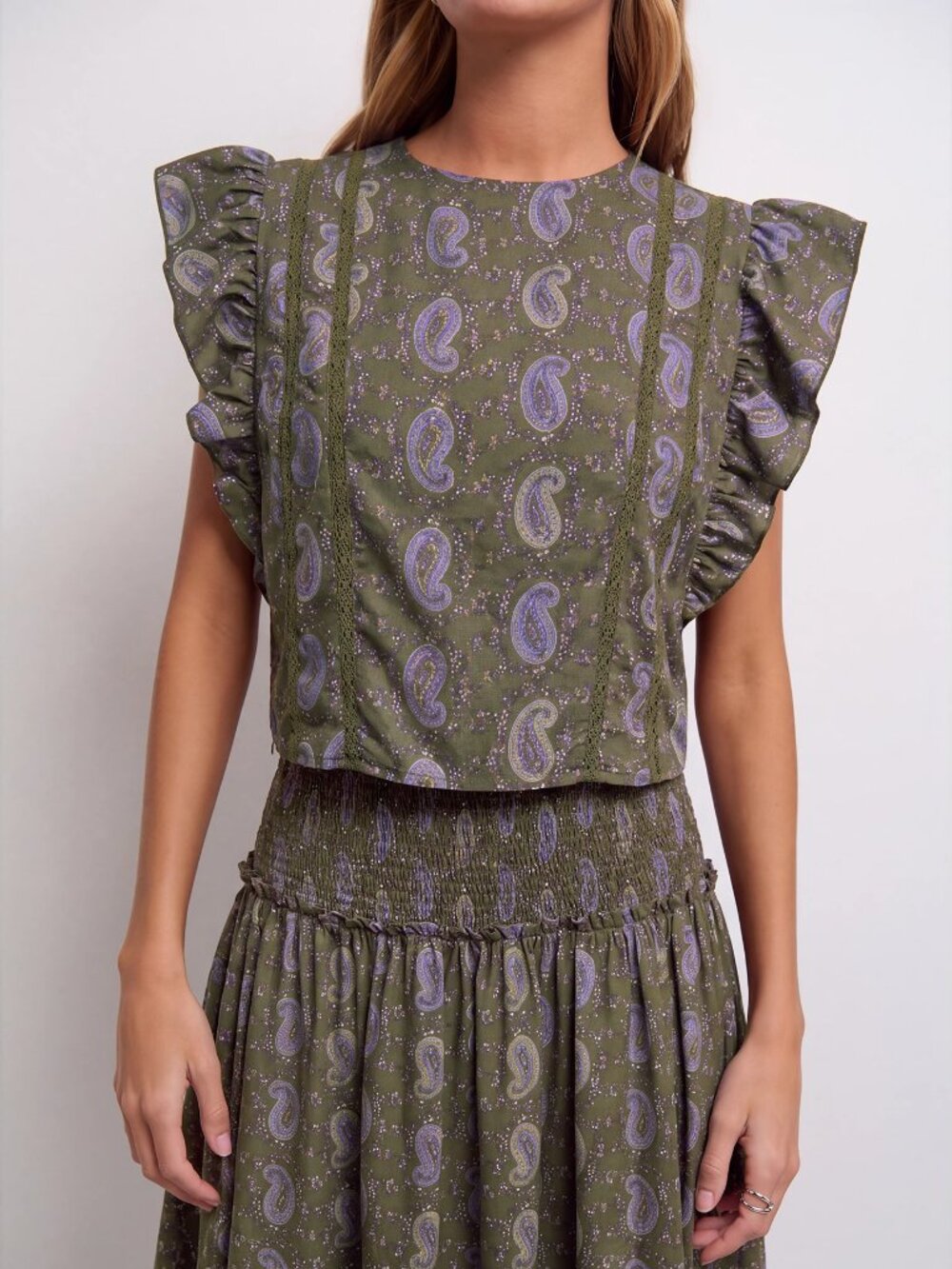 Army Green Boho Women's Two-Piece Set - Picture 8 of 8